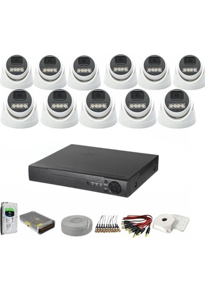 11'li Dome Kamera Seti 2mp 3.6mm Full Color Serisi-129048