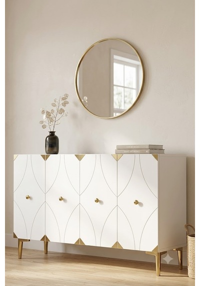 Ka1297bg Alfa Konsol Ve Tv Sehpası Beyaz-gold 120cm