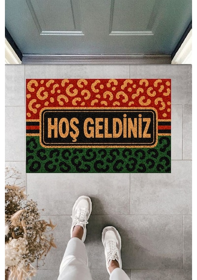Rugmood Modern Dijital Baskı Hoş Geldiniz Yazılı Kapı Önü Paspası 70x45 Cm Kapı Önü Paspası Çok Renkli