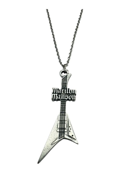 Marilyn Manson Elektro Gitar Kolye Metal - 60 Cm Zincir - Rock Aksesuar Çok renkli