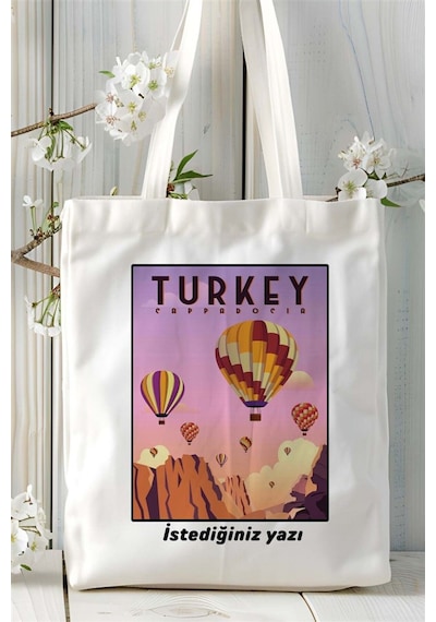 Art Hediye Turkey Baskılı Bez Çanta Omuz Çantası Kişiye Özel Desen Çok Renkli