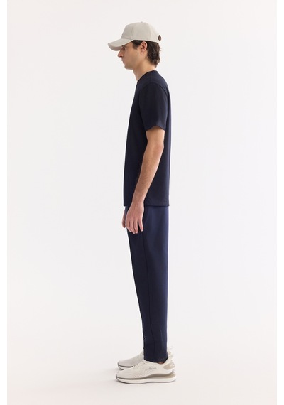 Avva Erkek Lacivert Bisiklet Yaka Bi-stretch Kırışmaz Baskılı Regular Fit T-shirt B001040