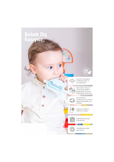 Mavi Bebek Silikon Diş Kaşıyıcı Renkli