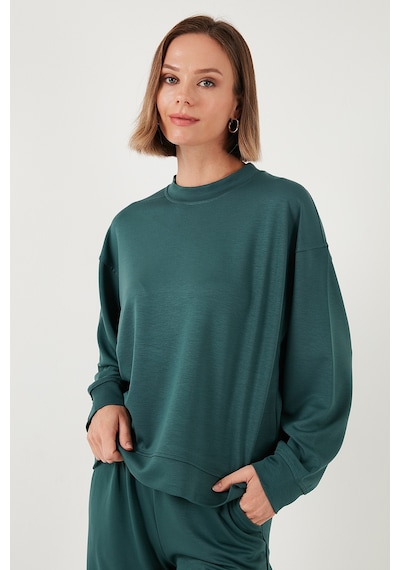 Lela Streç Bisiklet Yaka Oversize Fit Scuba Bayan Sweat 5865879 Nefti