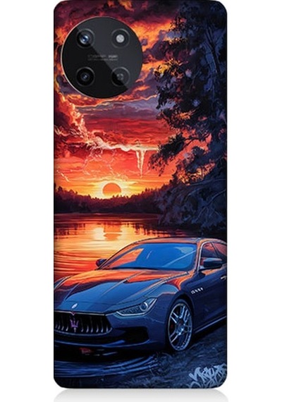 Realme 11 4g Uyumlu Spor Araba Ve Gün Batımı Desenli Silikon Kılıf