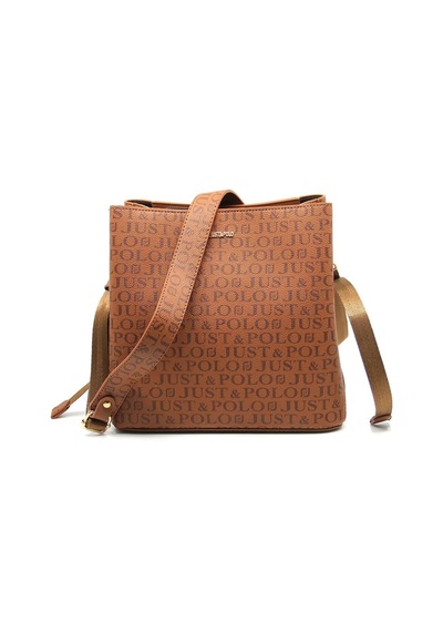Just Polo Kadın Monogram Baskılı El Ve Omuz Çantası Ebat 25 X 25 Taba