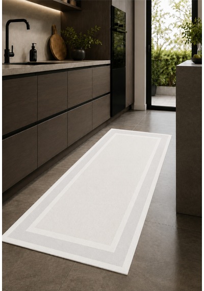 Modern Sisal 8001 Beyaz Leke Tutmayan Kaymaz Taban Salon Mutfak Koridor Balkon Halısı