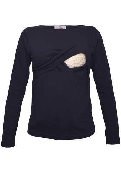 Luvmabelly 2701-2708 Pamuklu Uzun Kollu Lohusa Emzirme T-shirt-lacivert
