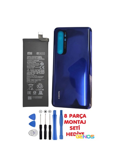 Xiaomi Mi Note 10 Lite Arka Cam Pil Kapağı Batarya Kapağı Mavi + Batarya Pil Bm52 + Montaj Set