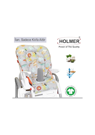 Holmer Leke Tutmaz Organik Mama Sandalyesi Minderi &amp Kılıfı Max-m Gri