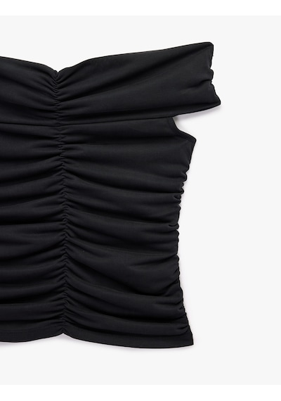 Koton Büzgülü Kolsuz Slim Fit Modal Omzu Açık Bluz Antrasit 6sal30268ık