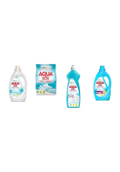 Aquabor Doğal Mineralli Sıvı Beyaz + 4 Kg Beyaz + Elde Bulaşık + Sıvı Renkliler 4 Lü Set 56627170