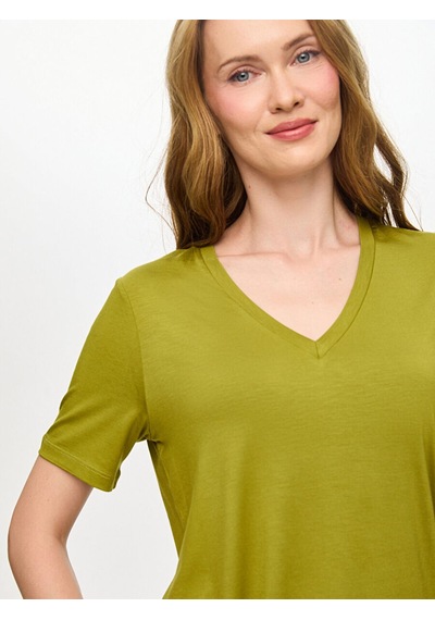 Faik Sönmez V Yaka Kısa Kol T-shirt W27tsh001 Bw27tsh001196 Matcha