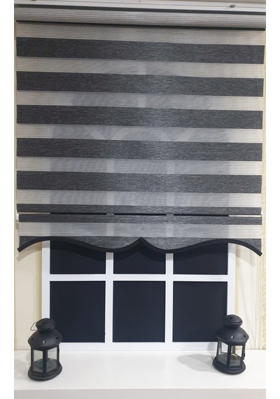 Zebra Stor Perde Organze Siyah Kırçıl Etek Dilimli Stb904