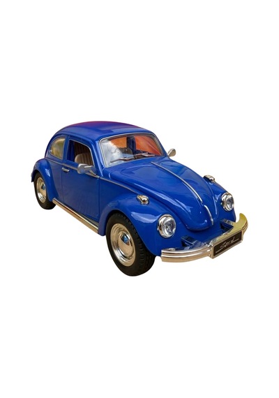 Nostaljik Beetle Vosvos Oyuncak Araba - 17 Cm Büyük Boy Sesli Işıklı Sürtmeli Mavi Model Araba Çok Renkli