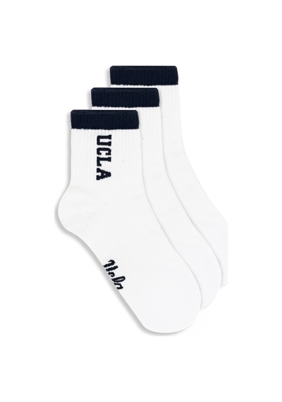 Ucla Julıo 3'lü Beyaz Uzun Jakarlı Pamuk Standard Fit Unisex Çorap
