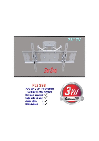 Serend 75"Led Tv Uyumlu Hareketli Tv Askı Aparatı