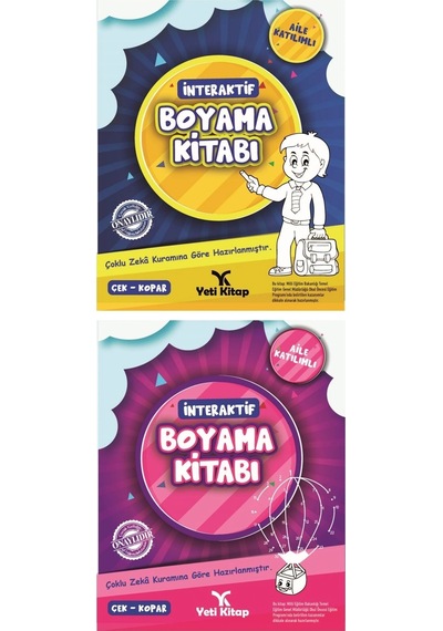 4 -6 Yaş Interaktif Boyama Kitabı 1 - 2 - Dijital Çoklu Zeka Tipi Testi Ilaveli Okuma Takip Ayracı
