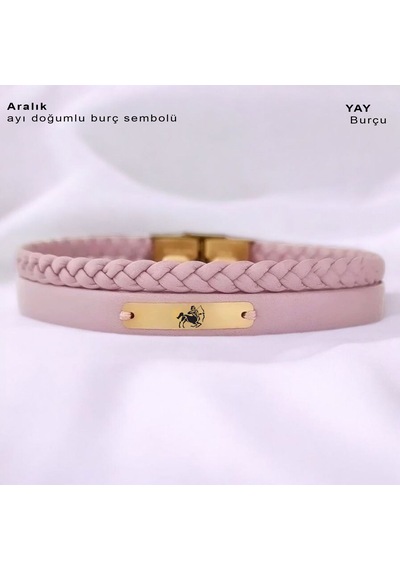 Archin Yay Burçları İçin Pembe Derili Dikdörtgen Figürlü 14 Ayar Altın Plakalı Hediye Bileklik-613burç Yay Archin Yay Burçları İçin Pembe Derili Dikdörtgen Figürlü 14 Ayar Altın Plakalı Hediye Bileklik-613burç Yay
