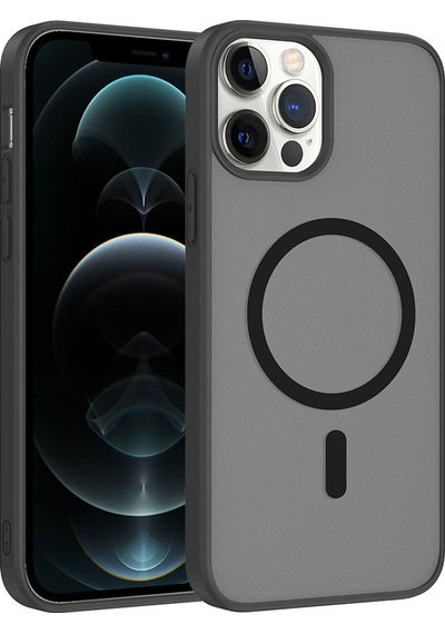Alan Tech Apple iPhone Uyumlu 12 Pro Kılıf M-safe Şarj Özellikli Zore Babet Kapak - Siyah