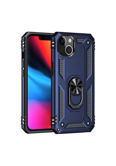Apple Uyumlu   iPhone 14 Plus Kılıf Sofya Yüzüklü Silikon Kapak - Lacivert
