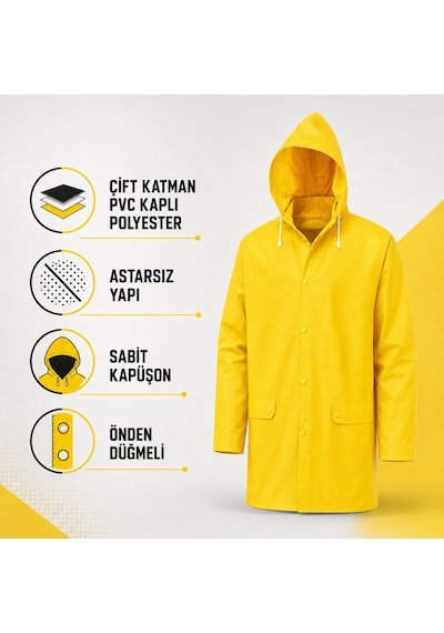 Kupa Sarılux Sarı Yağmurluk Xxl Su Geçirmez Pvc Kaplı Kapüşonlu Kup8300
