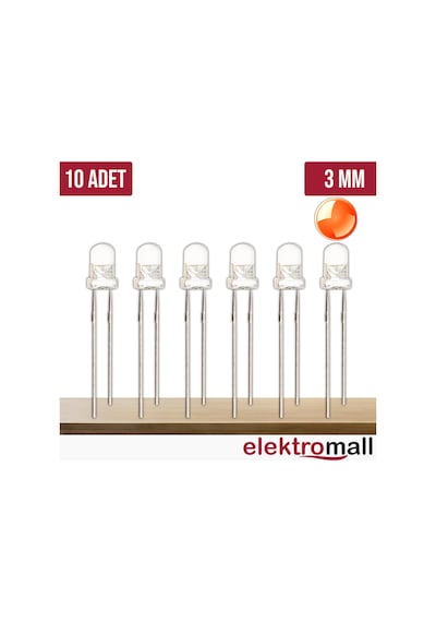 3Mm Şeffaf Led - 10 Adet Kırmızı