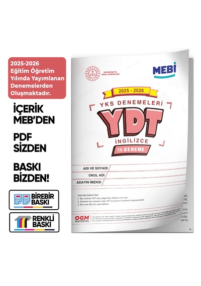 2026 Ösym Yks-ydt Mebi Ogm Türkiye Geneli 10. Deneme Büyük Boy Renkli Baskı Ücreti