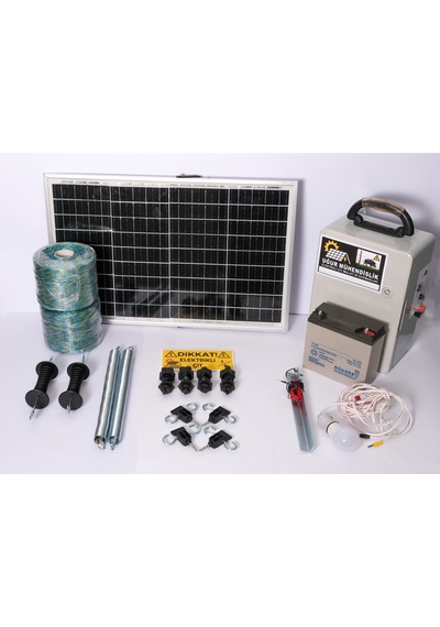 Elektrikli Çit 24ah-set8 Domuz Kovucu Cihazı 50 Watt Paneli 1000metre Örgü-demir