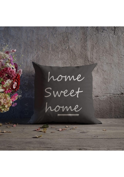 Home Sweet Home Yazılı Dekoratif Kırlent Kılıfı (473326014)