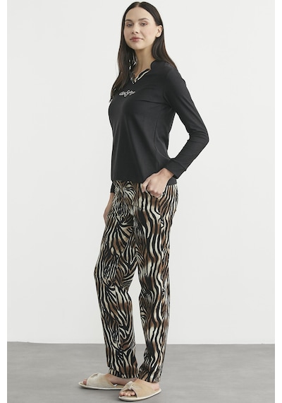Sementa Leopar Kombinli Pijama Takım - Siyah Siyah
