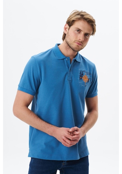 AR-MA Arma Erkek Regular Fit Baskılı % 100 Pamuk Pike Polo Yaka Tişört Y29374356202 Mavi