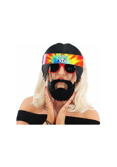 Siyah Saçlı Bandana Tasarımlı Hippi Parti Gözlüğü 26x18 Cm - Rxlu-397070 18