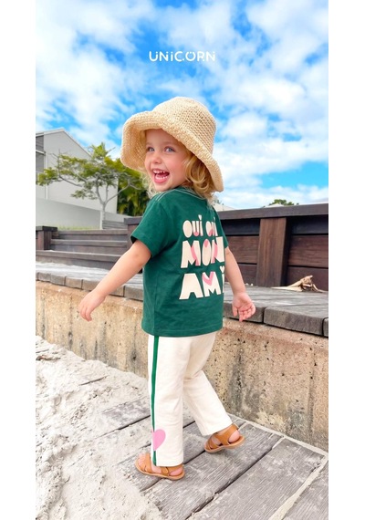 Baby Lory Kids Store Kız Çocuk Kalp Baskılı Yeşil Takım Yeşil - Krem