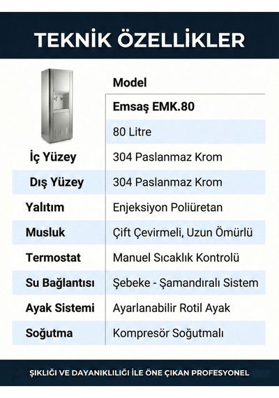 Paslanmaz Krom 304 Su Sebili 80 Lt