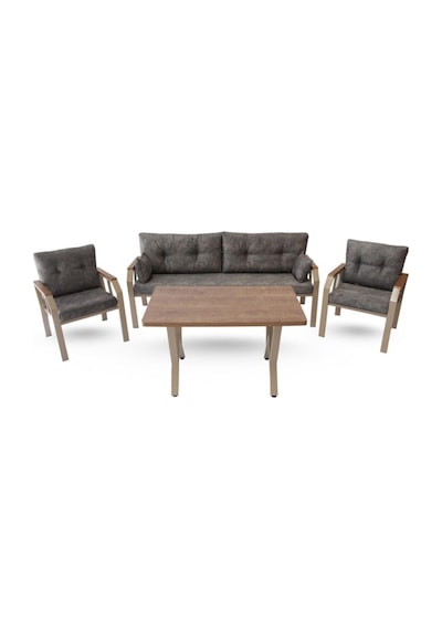 Tu Tienda 3+1+1 Masa Dekoratif Bahçe,balkon Mobilyası Koyu Gri