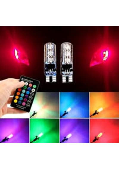 Meyzone Kumandalı Çakarlı Rgb T10 Park Ledi Far Ledi Renkli Park Ampulü