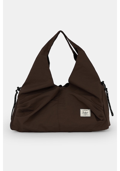 İcone Bag Icone Pliseli Fermuarlı Yoga Çantası, Fitness Çantası, Gym Heybe Görünümlü Pliseli Spor Çantası Kahve