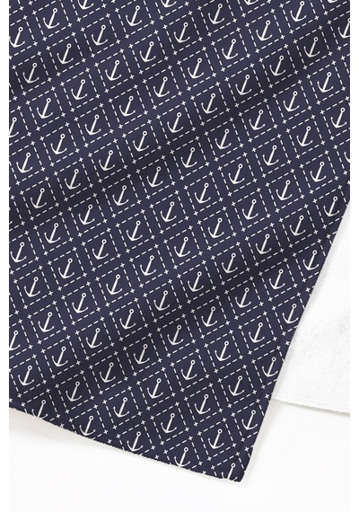 Çapa Marine Plaj Havlu Örtüsu - Lacivert Beyaz Nautical Stil Hızlı Kuruyan Mikrofiber Havlu Örtü Bulut Gölgesi