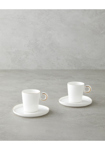 English Home Eclipsed Porselen 4 Parça 2 Kişilik Kahve Fincan Takımı 85 Ml Beyaz-gold Beyaz-gold
