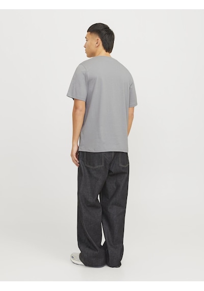 Jack & Jones Erkek Bisiklet Yaka Logolu Tişört - Corplogo - 12151955 Ultimate Grey Gri