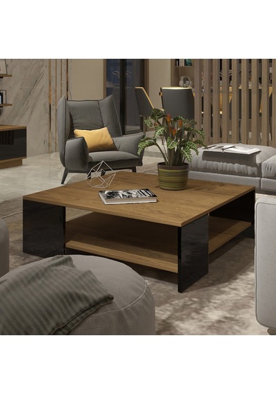 Trendstyle 4s Mdf Tv Ünitesi Ve Orta Sehpa 2'li Set - Pera Siyah Meşe - Siyah