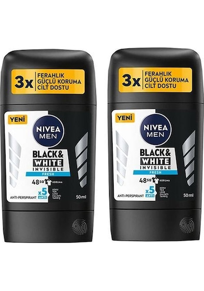Nivea Men Black & White Invisible Fresh Erkek Stick Deodorant 2 x 50 ML