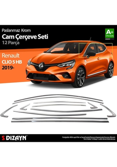 Renault Clio 5 Krom Cam Çerçevesi 12 Parça 2019 Ve Üzeri