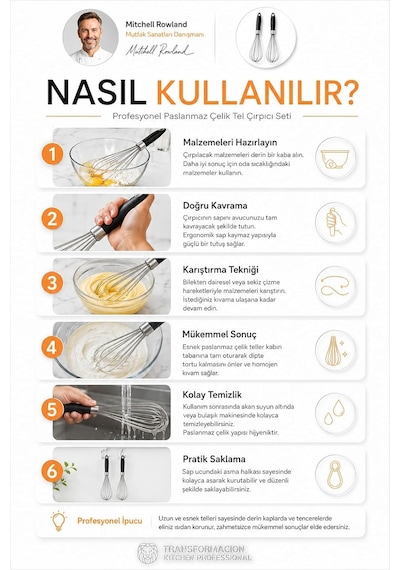Transformacion 2 Adet Çelik Tel Çırpıcı Seti 29 Cm Ergonomik Saplı Yumurta Sos Hamur Karıştırıcı Profesyonel Diğer