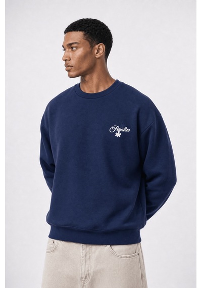 Respire Erkek Finalize Patch Detaylı Oversize Sweatshirt Lacivert