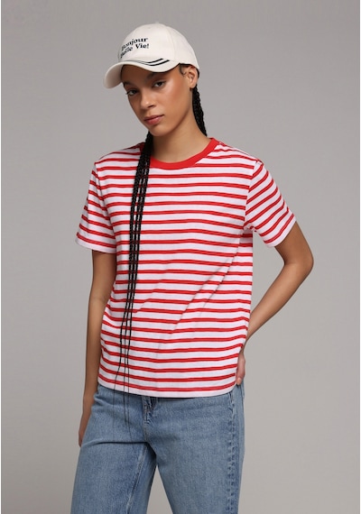 Colins Regular Fit Yuvarlak Yaka Çizgili Kadın Kirmizi Kısa Kol Tişört Cl1079954 Q1.v2 Red Kırmızı Colins Regular Fit Yuvarlak Yaka Çizgili Kadın Kirmizi Kısa Kol Tişört Cl1079954 Q1.v2 Red Kırmızı