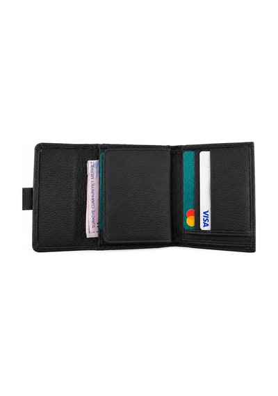 Alphaclub Bag Kadın Hakiki Deri Siyah Renk Çıtçıtlı Kartlık Ve Cüzdan