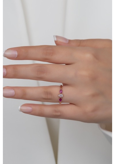 Gümüş Prenses Yüzük Rose Gold Kaplama 925 Ayar Gümüş Rose Gold (511780152)