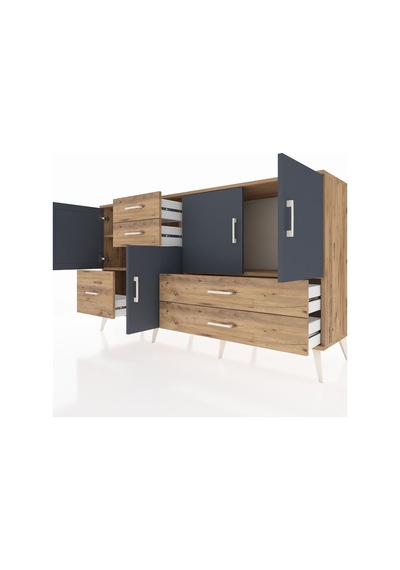 Hyperion Konsol 4 Raflı 5 Çekmeceli 4 Kapaklı 176x44x99 Çam-antra Çam-antrasit/çam Hyperion Konsol 4 Raflı 5 Çekmeceli 4 Kapaklı 176x44x99 Çam-antra Çam-antrasit/çam